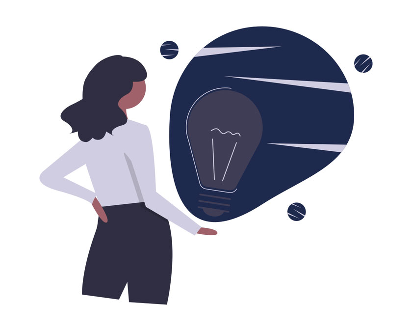 Woman with black lightbulb