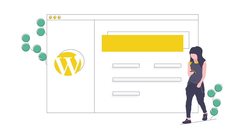 Woman with Wordpress logo